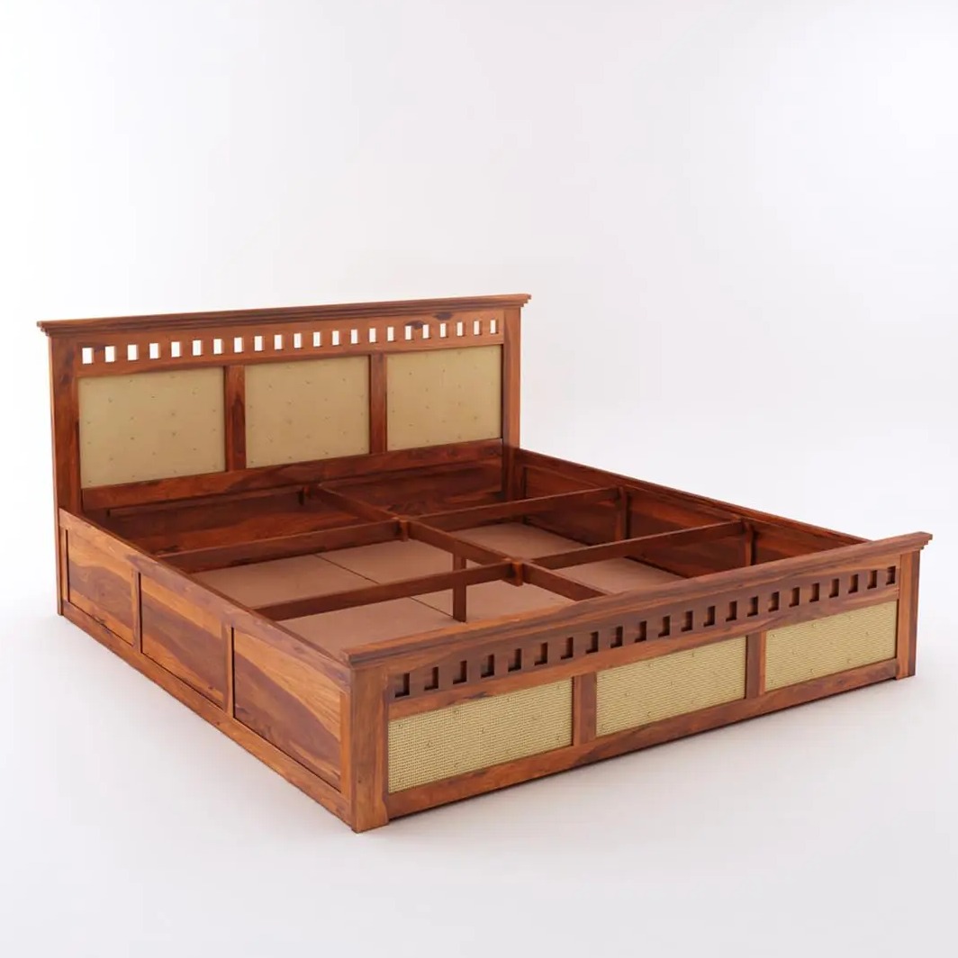 Howler Solid Sheesham Wood King Size Bed With Storage