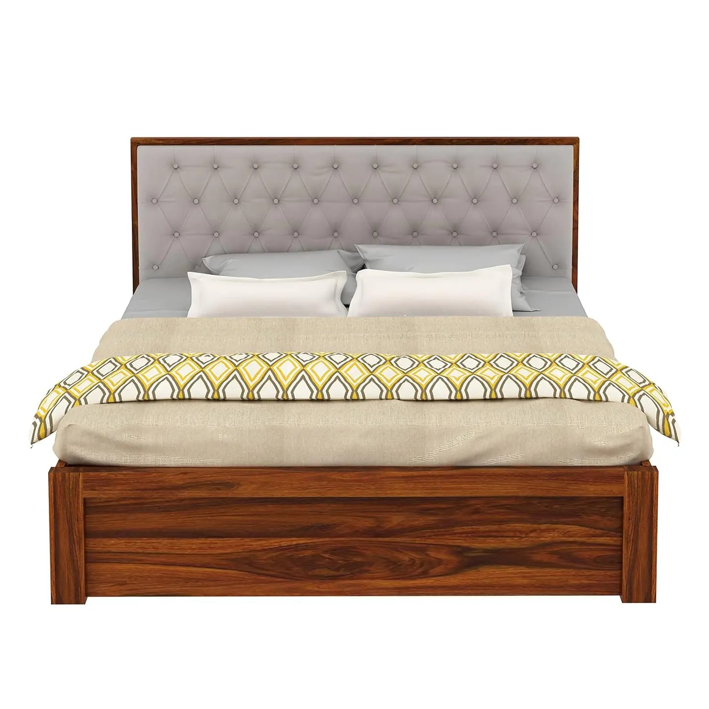 Decan Solid Sheesham Wood King Size Bed With Storage