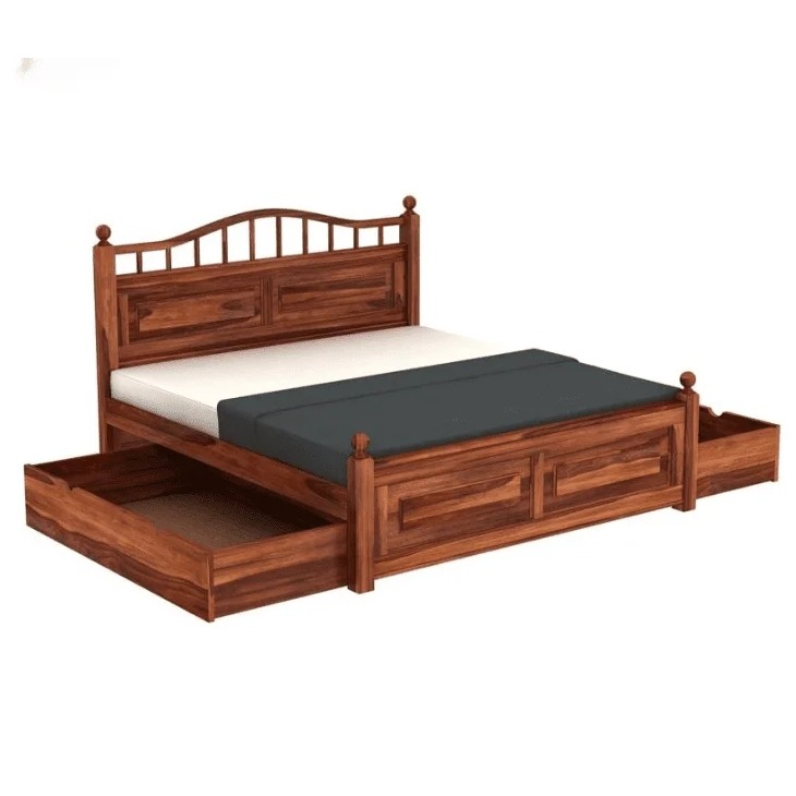 Adour Solid Sheesham Wood King Size Bed With Storage - rear_view
