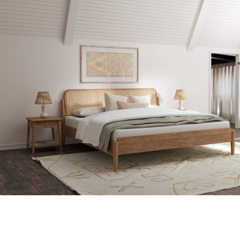 Cane King Size Bed Without Storage