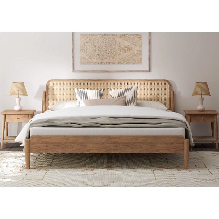 Cane King Size Bed Without Storage