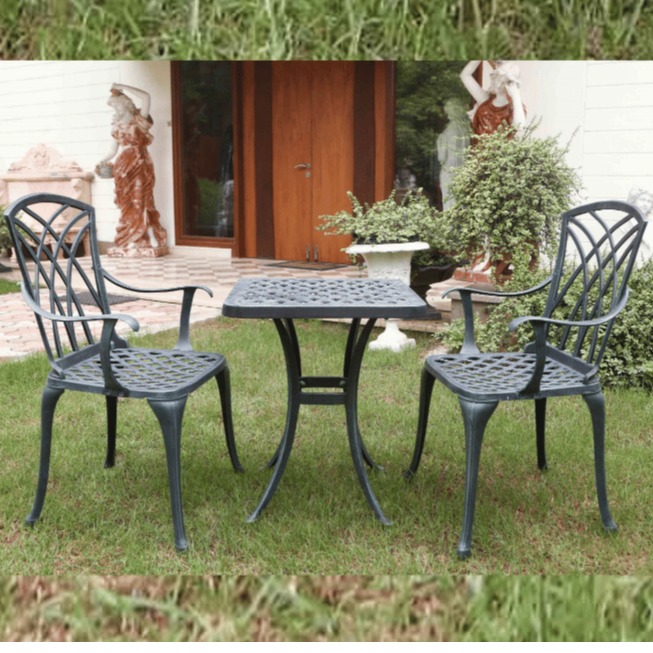 Adella Set Of 2 Cast Aluminum Chair & 1 Table