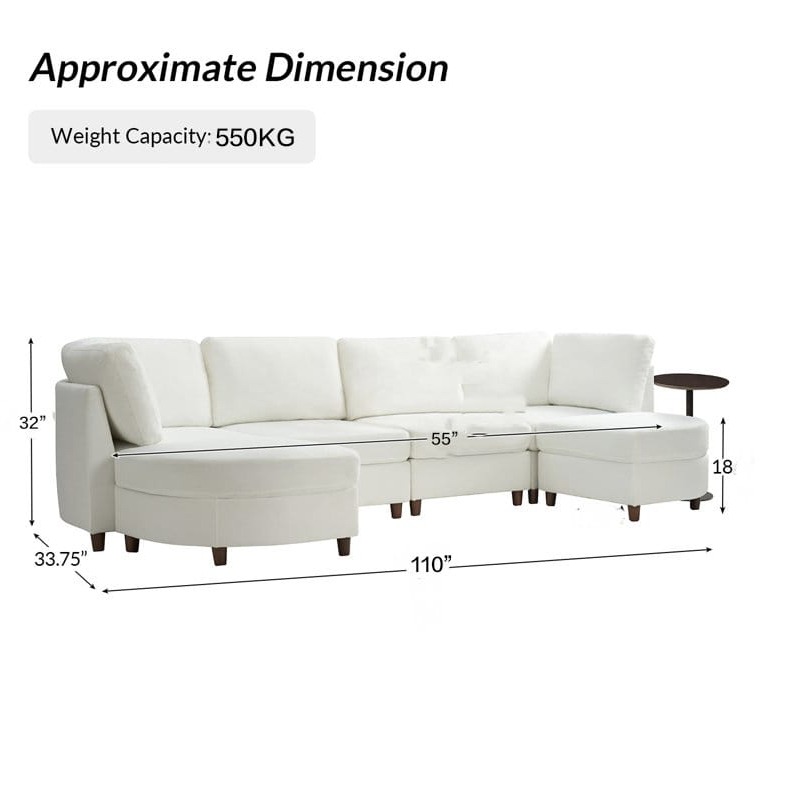 Alzera Convertible U Shaped 6 Seater Sofa Set