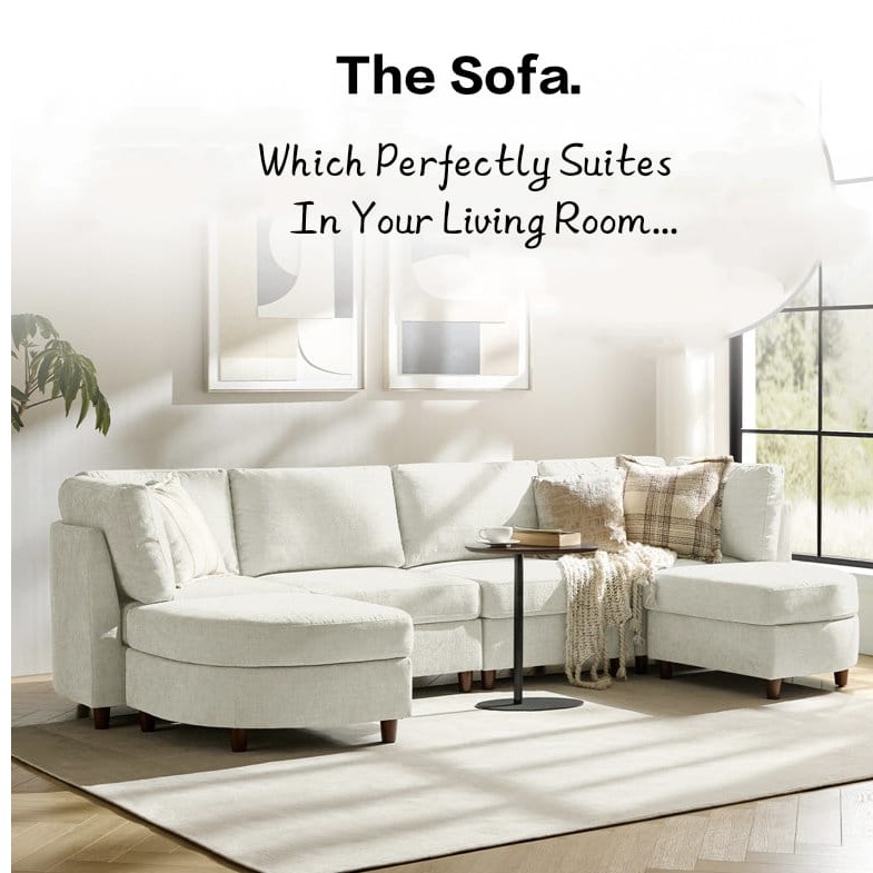 Alzera Convertible U Shaped 6 Seater Sofa Set