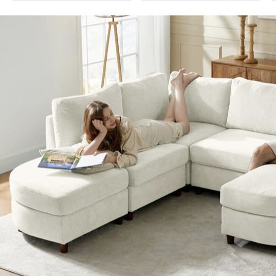 Alzera Convertible U Shaped 6 Seater Sofa Set