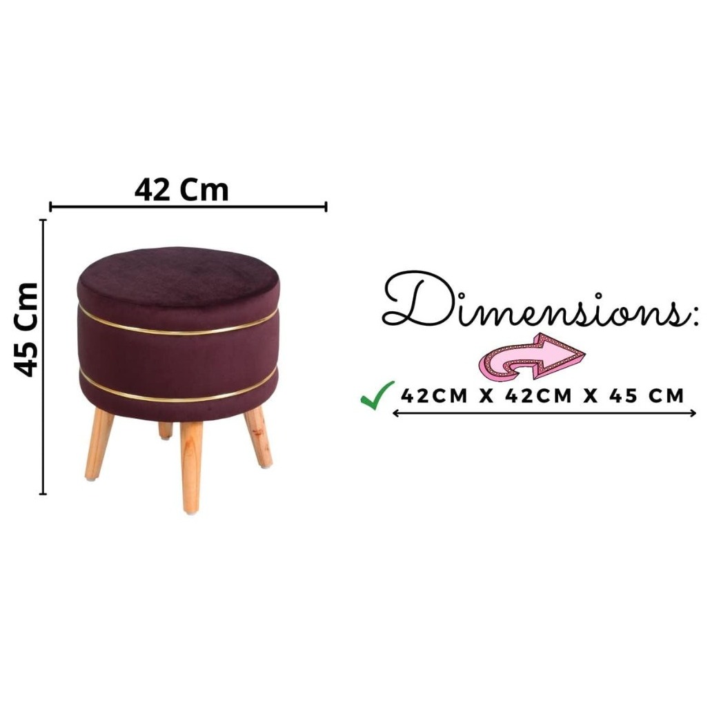 Pouffes Sitting Stool For Living Room, Mudda Puffy Wooden Ottoman Stools, Pouffe Footstool 16x16x18 Inch, Coffee