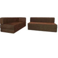 L Shaped 5 Seater Double Foam Fold Out Sofa Cum Bed (Brown) - left_view