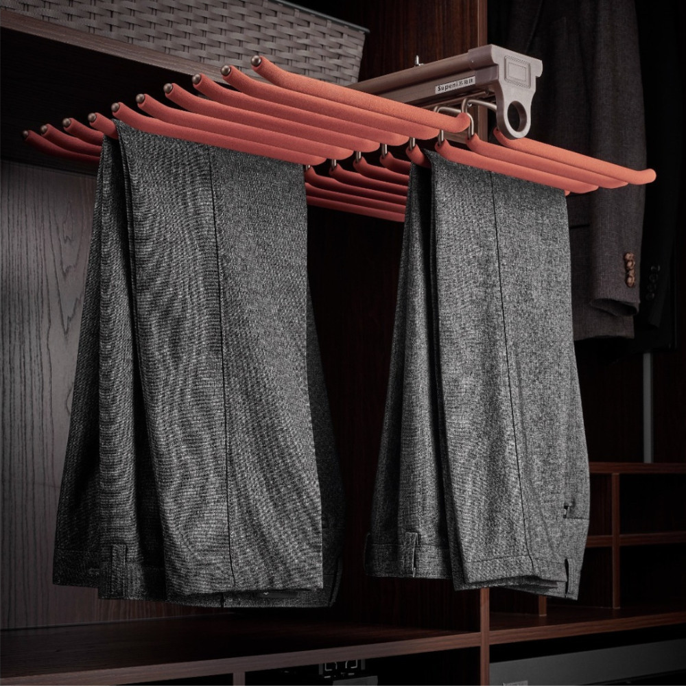 Side Mounted Pull Out Trouser Rack for Wardrobe (17x4x4) - photo