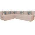 L Shaped 5 Seater Double Foam Fold Out Sofa Cum Bed (Light Beige) - photo
