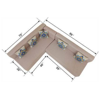 L Shaped 5 Seater Double Foam Fold Out Sofa Cum Bed (Light Beige)