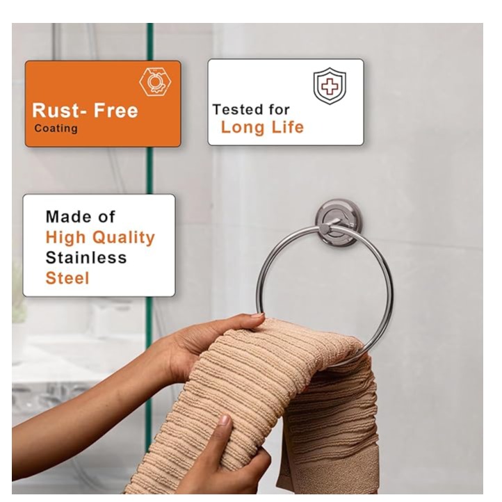 Stainless Steel Towel Ring for Bathroom/Wash Basin (Chrome Finish)