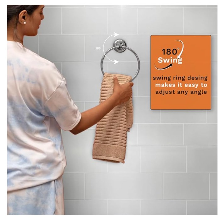 Stainless Steel Towel Ring for Bathroom/Wash Basin (Chrome Finish)