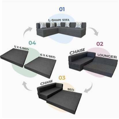 L Shaped 5 Seater Double Foam Fold Out Sofa Cum Bed
