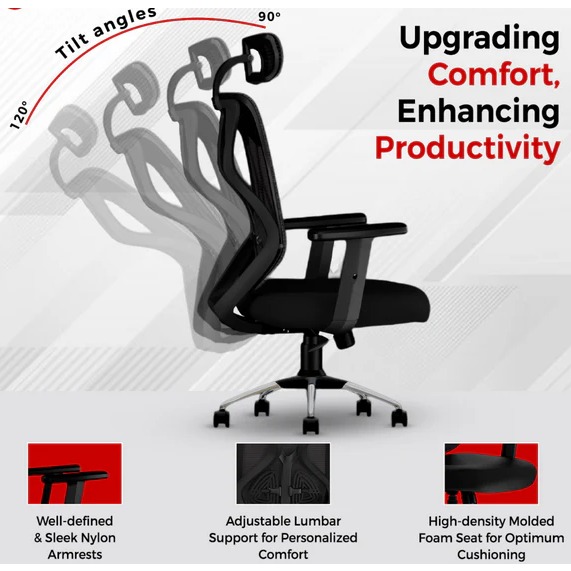 Ergonomic Mesh Executive Office & Home Chair (Red)