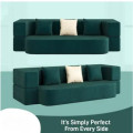 3 Seater Double Foam Pull Out Sofa Cum Bed (Green) (72x48x20 Inch) - left_view