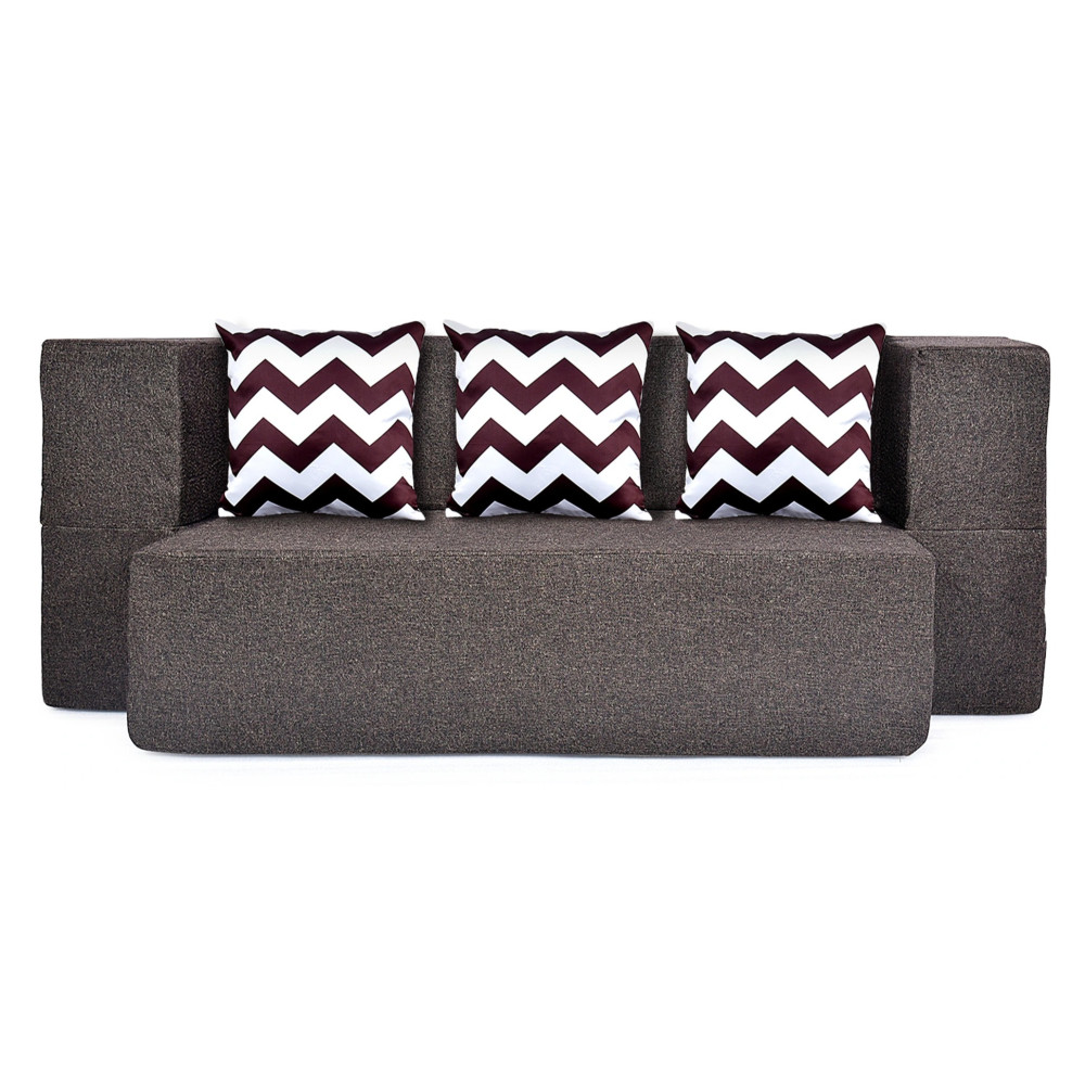 3 Seater Double Foam Fold Out Sofa Cum Bed (Brown) (72x28x14 Inch) - photo