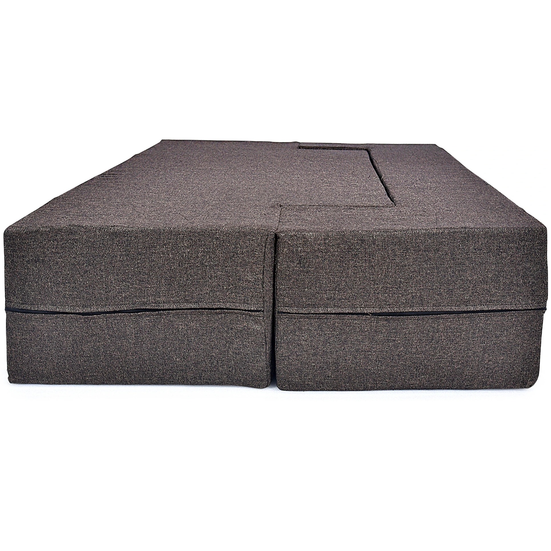 3 Seater Double Foam Fold Out Sofa Cum Bed (Brown) (72x28x14 Inch)