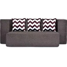 3 Seater Double Foam Fold Out Sofa Cum Bed (Brown) (72x28x14 Inch)
