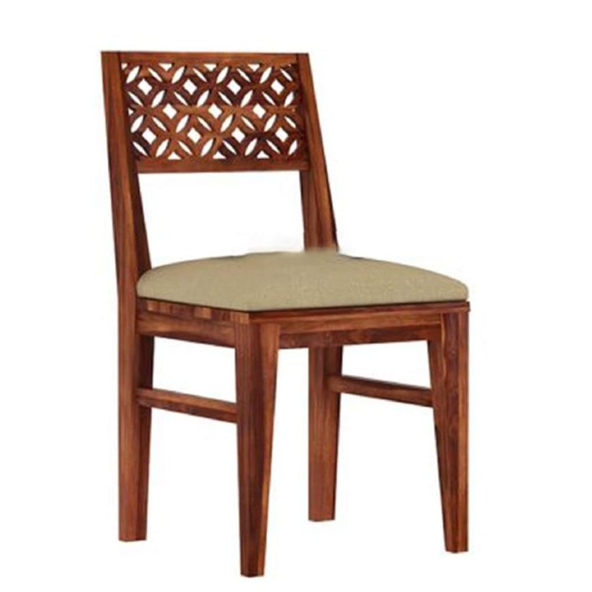 Sheesham Wood CNC 4 Seater Dining Table with Cushioned Chair