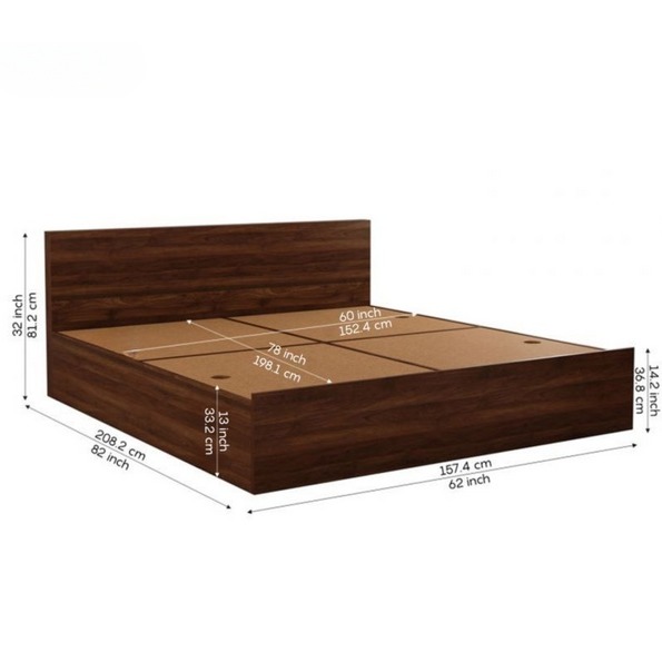 Morzo Bed with Box Storage (Queen Size) (82x62x14) Inch