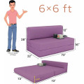 Dublin Purple Sleeper Sofa Cum Bed 3 Seater (6x6 Ft) - front_view