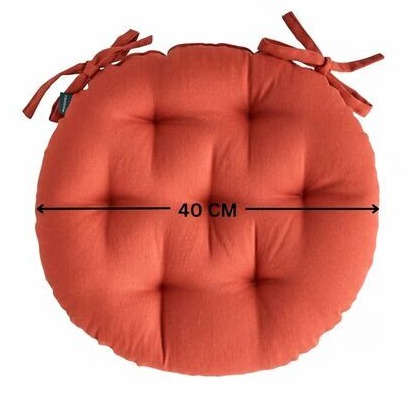 Cotton Reversible Round Chair Pad Cushion (Pack of 2) (40 X 40 X 8 Cm)