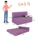 Dublin Purple Sleeper Sofa Cum Bed 1 Seater (6x3 Ft) - front_view