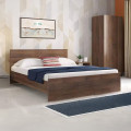 Engineered Wood Queen Size Bed In Walnut Finish (79x61x14) Inch - photo